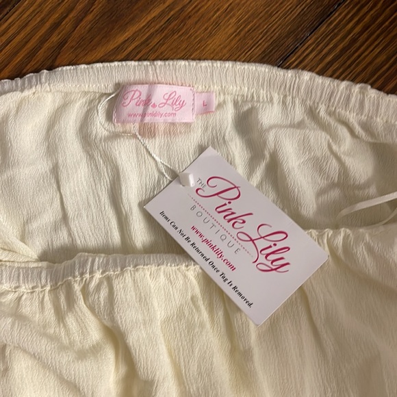 Pink Lily Off The Shoulder Cream Dress Lace Boho Maxi Summer Wedding - Picture 4 of 5